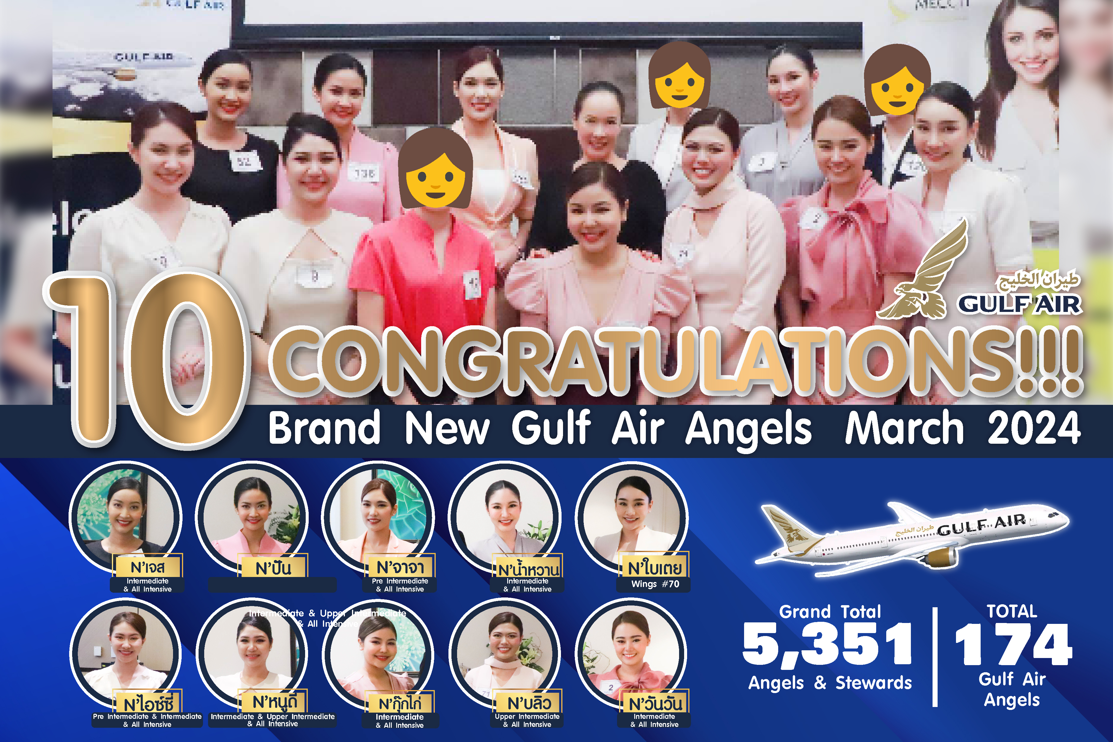 Congratulations!!! 10 Brand New Gulf Air Angels March 2024